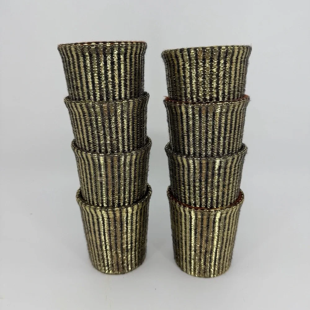 Set‎ of 8 MCM VTG Therma-Jac Drink Coozies Metallic Gold Great Condition